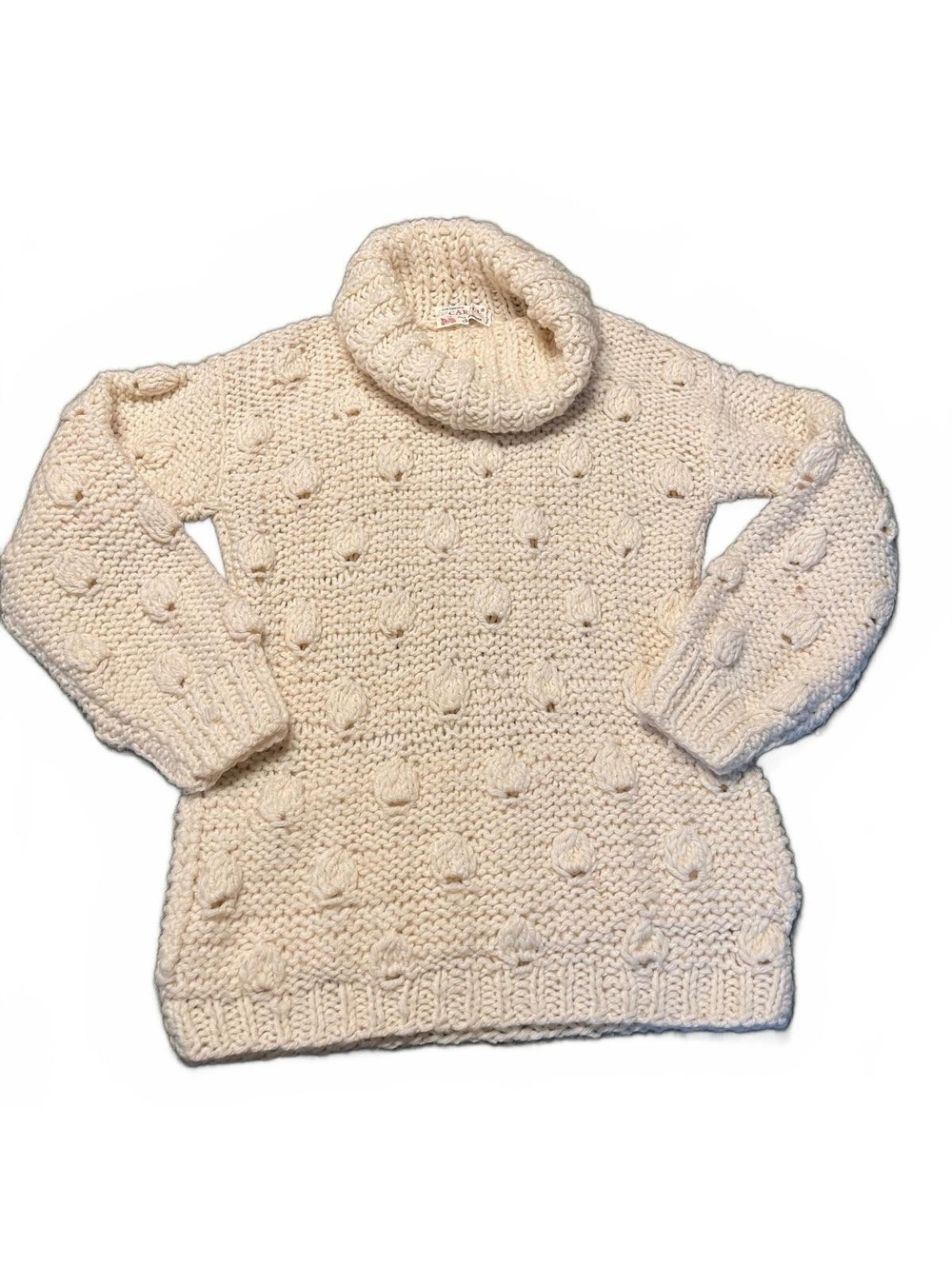 Vintage Caroll Les Tricots Cream Wool Blend Turtleneck Sweater